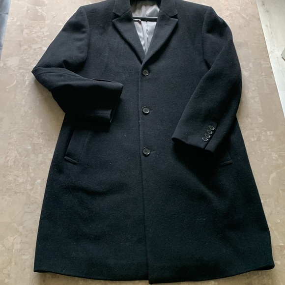 Calvin Klein wool cashmere pea coat black size 40R casual classic‎ mid length - Picture 9 of 11